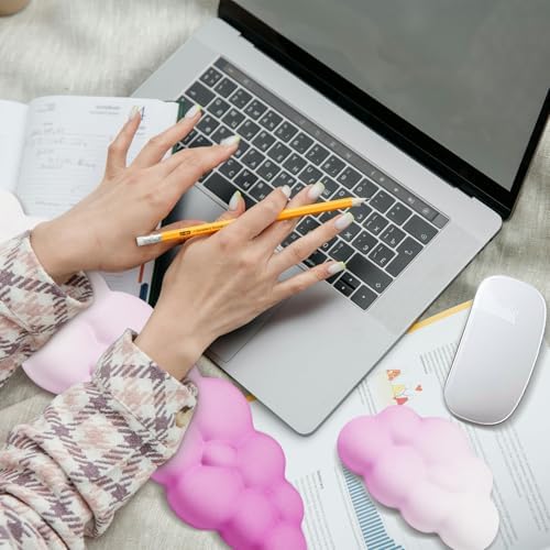 2X Cloud Wrist Rest - Memory Foam Keyboard Palm Rest with Non-Slip Base for Office, Computer, Laptop, Gaming (Purple)