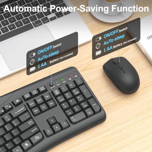 Wireless Keyboard and Mouse Combo, Quiet Ergonomic Curved Keys(Graphite)