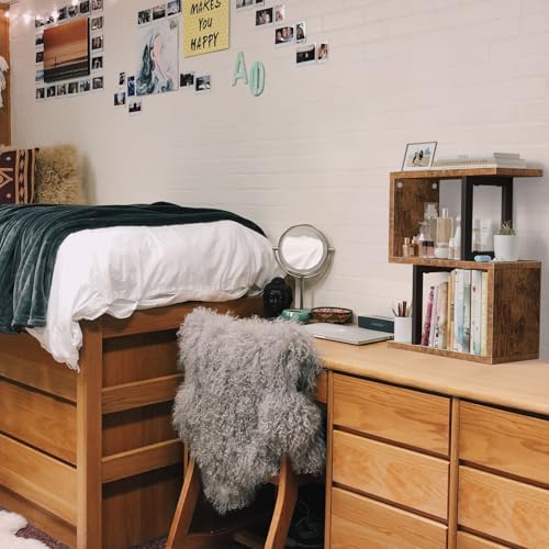 Desktop Bookshelf for Top of Desk Shelf - Brown Book Organizer 3-Tier Shelves Storage Small Bookcase Hutch for Dorm Office College