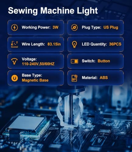 36LED Sewing Machine Light, 6.56ft Long Cord, Magnetic Base Task Work Lamp