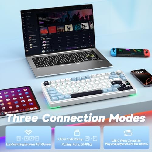 AULA S75 PRO Wireless Mechanical Gaming Keyboard with Screen&Knob, 80 Keys