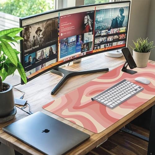iCasso Desk Pad,Desk Matt for Desktop,Cute Mouse Pad,Pink Topographic