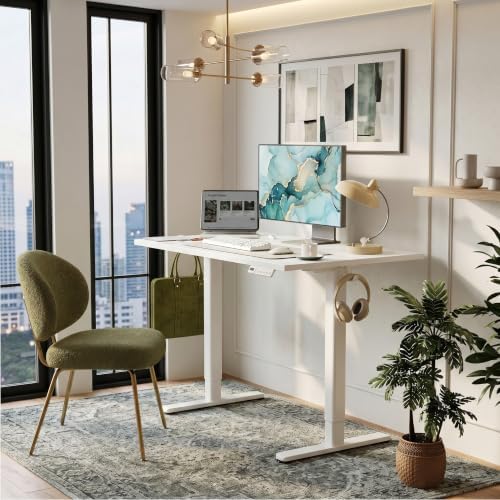 Claiks Electric Standing Desk, 48x24 Inch, White