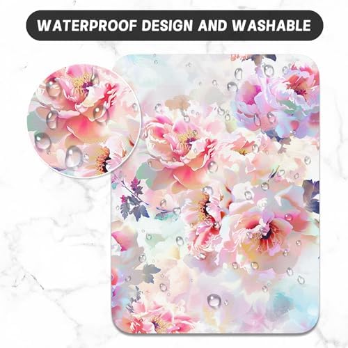 Small Mouse Pad, Mini Mouse Pad 6 x 8 Inch, Thick Rubber Waterproof Mouse Mat, Cute Mousepad for Women Men Wireless Mouse Laptops Home Office, Floral Pattern