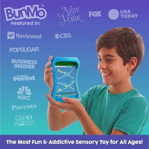BUNMO Liquid Motion Bubbler Large Sensory Toy for Kids & Adults – Gentle Fidget Toy for Mindfulness – Stimulating Visual Sensory Experience – Colorful Bubble Fidget Timer for Desk & Travel - Blue