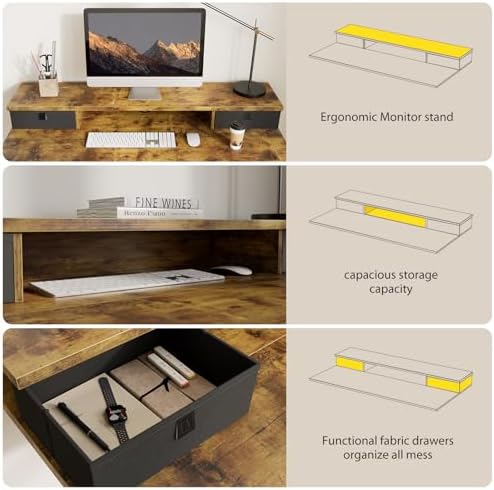 Agilestic 40 * 24 Inch Electric Standing Desk with Drawers, Rustic Brown