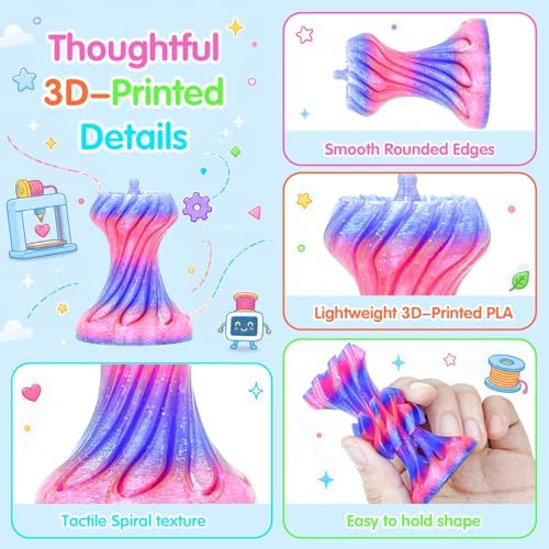 12Pcs Mini Spiral Cone Pyramid Fidget Toy, 3D Printed Impossible Cone Passthrough, Mini Vortex Thread Illusion Desk Deco, Anxiety & Stress Relief, Gift for Adults & Kids (Aurora Mix-12 PCS)