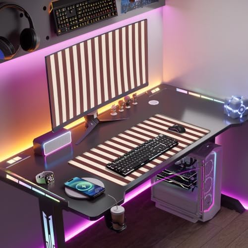 Maroon Beige Striped Desk Mat Cute Pastel XXL Large Gaming Mouse Pad Desk Pad Kawaii Cozy Aesthetic Keyboard Laptop Computer Mat