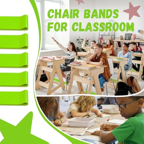 25 Pack Chair Bands for Kids with Fidgety Feet, ADHD Tools for Kids, Improve Focus & Reduce Restlessness, Chair Bands for Sensory ADHD ADD Autism - Classroom & Home Must Haves (Green)