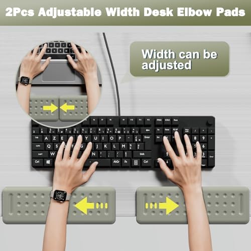Leolee L-Shaped Desk Elbow Pads for Desk, Grey Memory Foam Arm Rest