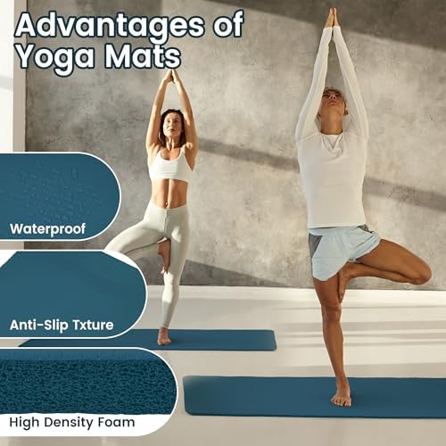 Fitvids 1/2-inch Thick High Density Exercise Yoga Mat with Carrying Strap