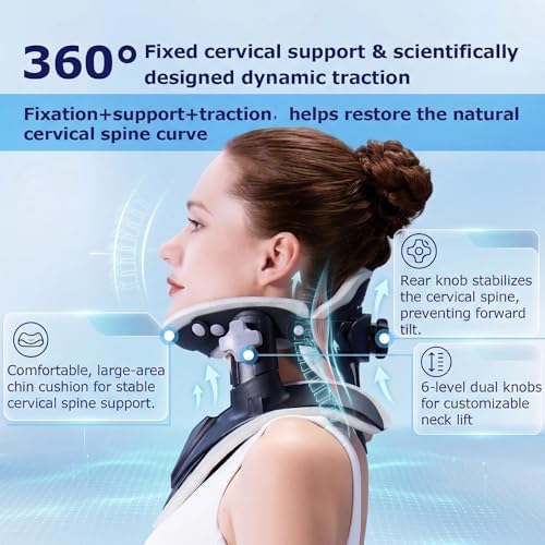 ALPHAY Neck Stretcher Cervical Traction, Neck Braces for Neck Pain and Support, Adjustable Cervical Traction Devices for Home Use, Neck Decompression Device and Revive Cervical Spine