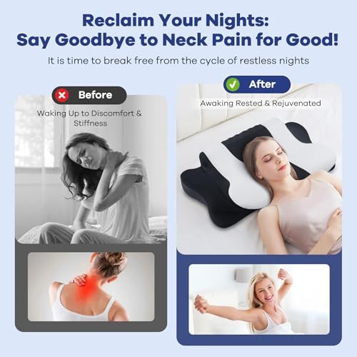 DONAMA Cervical Pillow for Neck Pain, Ergonomic Memory Foam Contour Pillow