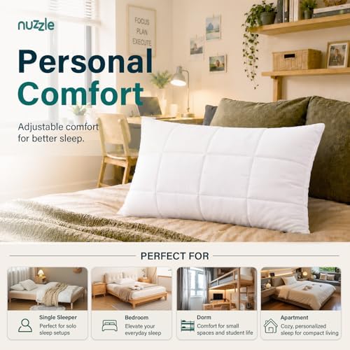 Nuzzle Pillow Standard Adjustable Neck Pillow,Soft Luxury Hotel Feel