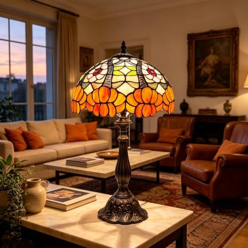 Tiffany Stained Glass Lamp Orange Blossom Table Lamp