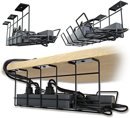 Scanfield Under Desk Cable Organizer Wire Tray, Set of 2x12 inch, Black