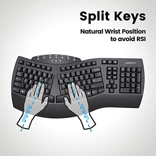 Perixx Periboard-612B Wireless Ergonomic Split Keyboard with Dual Mode 2.4G and Bluetooth Feature, Compatible with Windows 11 and Mac OS X System, Black, US English Layout