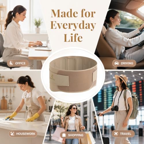 RANDY SUN Slim Fit Back Brace with EVA Comfort Pad, Breathable Lightweight Lumbar Support for Women & Men, Invisible Waist Support Belt for Work & Daily Use Light Taupe M/L(Waist:28"-32")