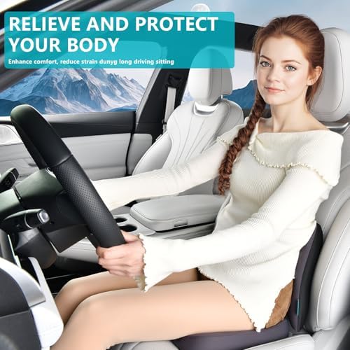 FLORICH Car Seat Cushion and Back Support for Office Chair Memory Foam Chair Cushions Pressure Relief Seat Pads with Gel Massage Point Lumbar Support Relief Sciatica & Tailbone (Light Grey)