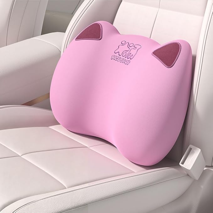 Latex Car Lumbar Support Pillow, Ergonomic Car Back Cushion, Car Seat Back Support for Driving Lower Back Pain Relief Waist Pillow (Sakura)