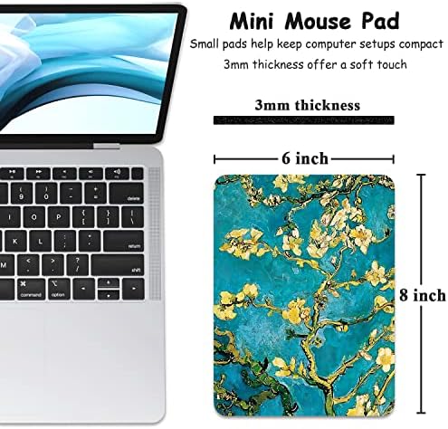 Dapesuom Small Mouse Pad, 6 x 8 Inch Thick Rubber Premium-Textured Non-Slip Portable & Washable Mini Mouse Mat for Women Men Wireless Laptops Keyboard Tray Gaming Work Computer Office Travel, Flower