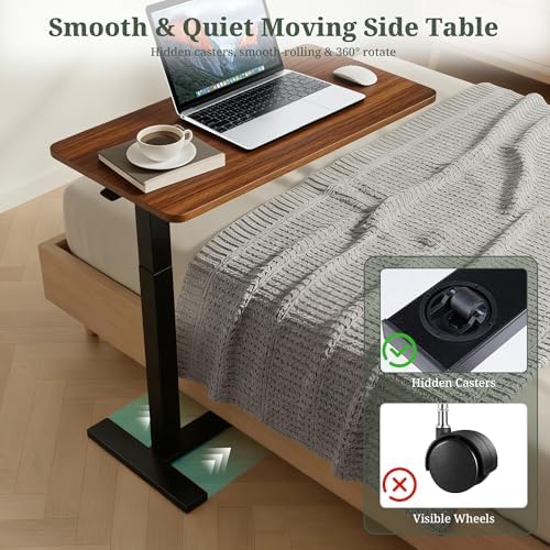 Mobile Standing Desk, Height Adjustable Laptop Desk with Hidden Casters