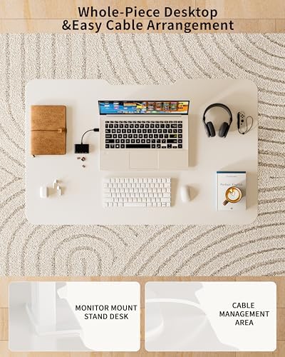 BIZUM 31.5" Small Electric Standing Desk Height Adjustable, Whole Piece Stand Up Computer Desk Work Study Writing Gaming Desks for Home Office White