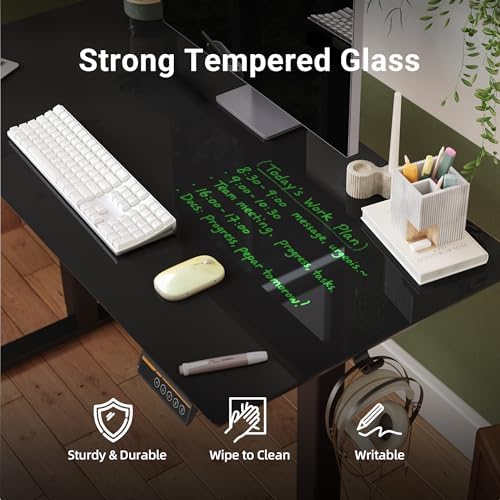 Claiks Glass Standing Desk 40x24 Inch Super Black