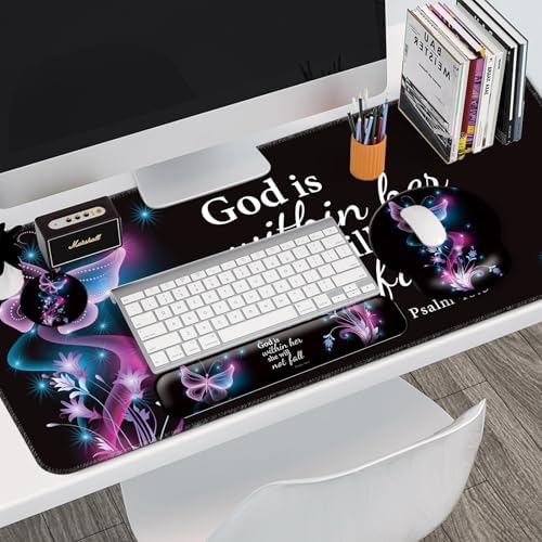 4 in 1 Mouse Pad Set with Wrist Rest for Keyboard,Desk Mat,Coaster-Purple