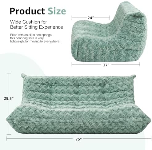 Hobestluk Giant Bean Bag Chairs for Adults Fireside BeanBag Couch Togo Sofa
