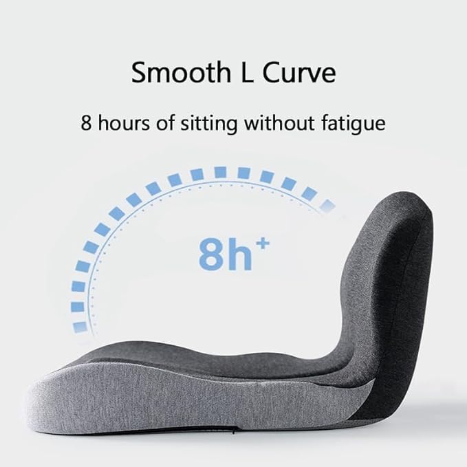 Celinva Orthopedic Cushion, Seat Cushion for Office Chair and Car, Ergonomic Memory Foam L Shaped Integrated Seat Cushions, Lumbar Support Tailbone Pain Relief for Office Chair Car (B-Black)