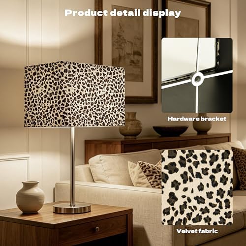 GO&SO Medium Rectangle Lampshades Set of 2,14"Lx8"W x9"H Yellow Leopard Art