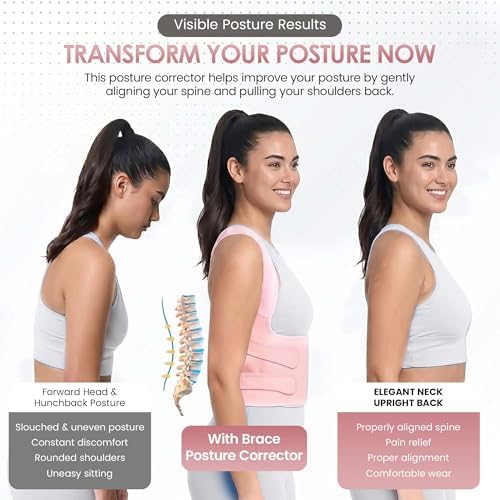 Back Straightener Posture Corrector for Women and Men - Comfortable Full Back Brace for Women, Daily Wear Support - Adjustable Shoulder Support Brace for Office, Driving, Study & Back Pain Relief