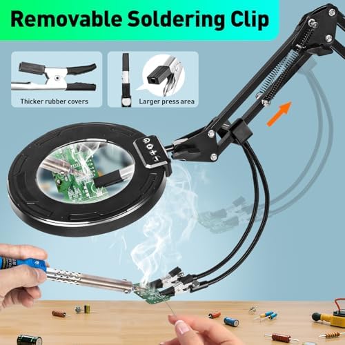 12X Magnifying Glass with Light and Stand, Soldering Helping Hands