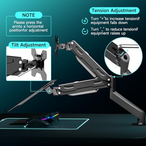 Pholiten Monitor and Laptop Mount for Max 32" Screen and 17" Notebook