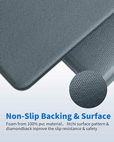 Kitchen Rugs and Mats Kitchen Mat Set of 2 Anti Fatigue Standing Mat for Kitchen, Office, Laundry Room and Stand-up Desks