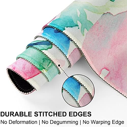 HAOCOO Floral Extended Desk Pad, Large Mouse Mat With Edge Stitching, 2 MM Thick Waterproof Computer Keyboard Mat, Non-Slip Rubber Base for Office