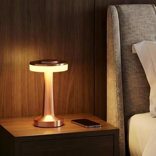 Riakrum 4 Pcs LED Cordless Table Lamp Bulk Rechargeable,Rose Gold