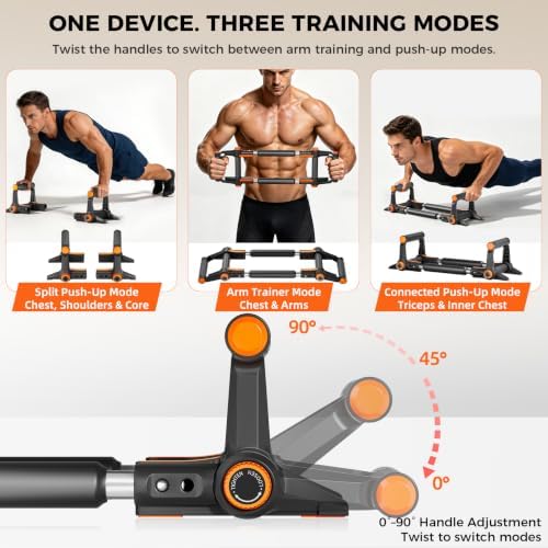 Twister Arm Trainer, 3-Mode Chest Exerciser with Push Up Bars