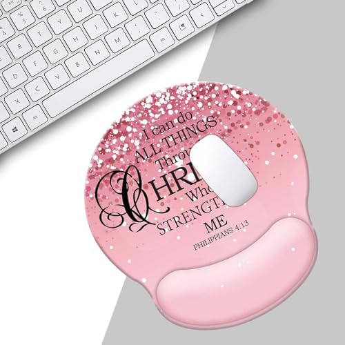 Pink Ergonomic Mouse Pad with Wrist Support, Mouse Pads for Desk with Memory Foam Wrist Rest Non-Slip PU Base for Office Decor Computer Laptop