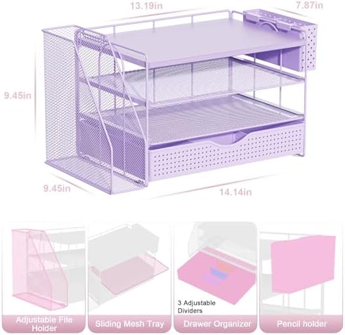 Wood Desk Organizers and Accessories with File Holder & Catalog Racks