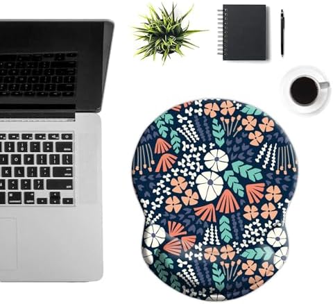 Ergonomic Wrist Support Mouse Pad, Comfortable Computer Mouse Pad with Non-Slip PU Base for Home Office Working Gaming (Creative Flowers)