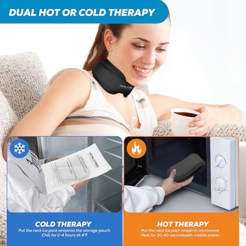 Neck Ice Pack Wrap, Reusable Cold/Hot Gel for Neck Pain, Blackx2