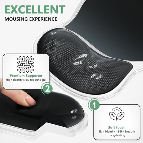 AKIT Ergonomic Mouse Pad with Wrist Rest&Keyboard Wrist Rest Set,Gel,Black