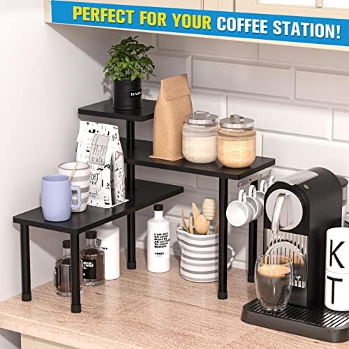 JayRex 3-Tier Bathroom Countertop Corner Shelf Organizer, Black