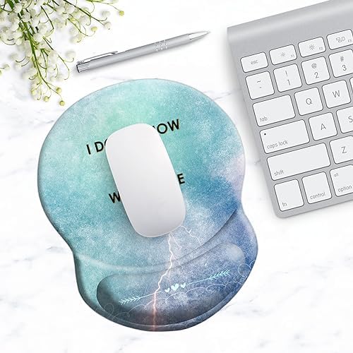 Ergonomic Wrist Support Mouse Pad - Comfortable Computer Mouse Pad with Non-Slip PU Base for Home Office Working Gaming (I Don't Know I Just Work Here)