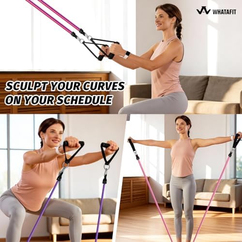 WHATAFIT Resistance Bands with Handles, 150 lb Exercise Bands Set