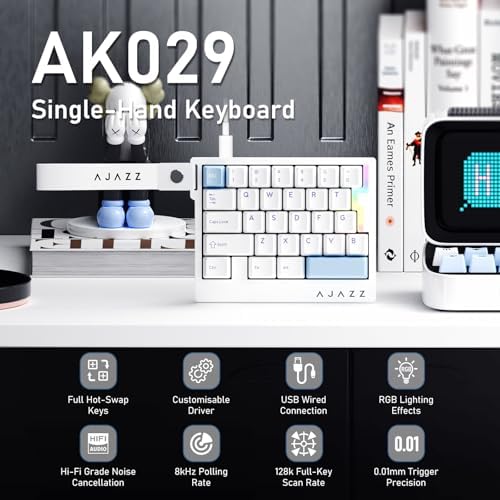 AJAZZ AK029 Magnetic Switch One Handed Gaming Keyboard, Hall Effect Rapid Trigger Mechanical Keypad with SOCD & DKS, 8KHz Polling Rate, 29 Keys Mini Ergonomic Gaming Keyboard for FPS Gamers, PC