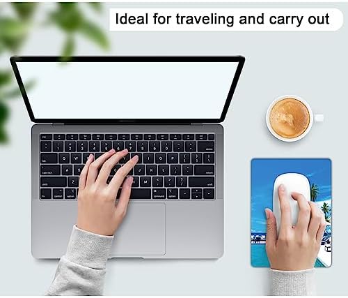 Small Mouse Pad, Mini Mouse Pad 6 X 8 Inch with Non-Slip Rubber Base for Keyboard Tray Laptops Wireless Mouse Home Office Travel, Washable & Portable (Seaside Vacation Scenery)