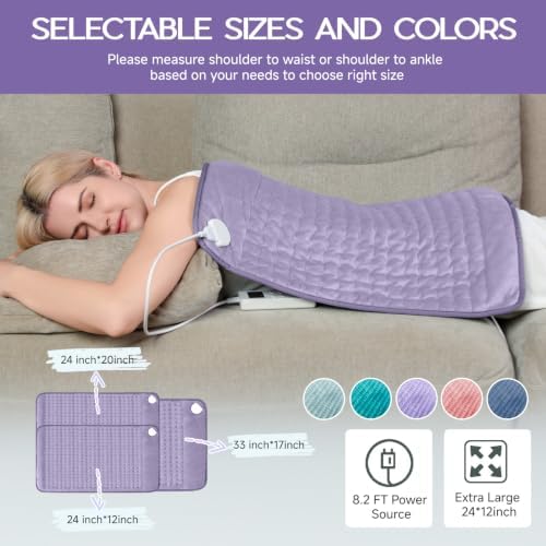 Heating Pad for Back Neck & Period Cramps, Auto Shut Off, Purple